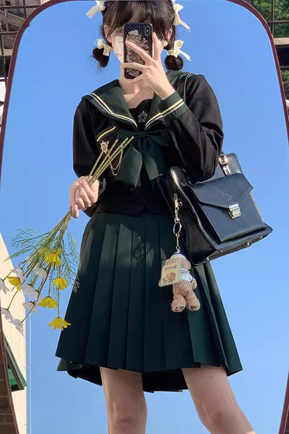 Gothic Lolita Skirt - Black/green, 2 Colors, Ruffled, Long Sleeves, Sweet Style - additional product view 4
