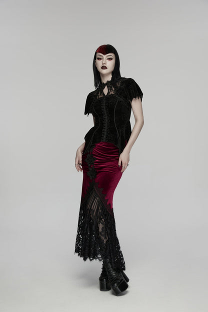 Gothic Lolita Skirt - Black/red, 2 Colors, Fishtail Silhouette, Women's Style, Embroidered - additional product view 7