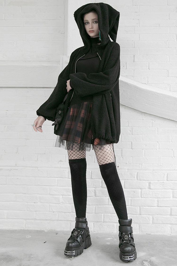 Gothic Lolita Skirt - Black/red, 2 Colors, Plaid, Short Length, Buckle Detail - additional product view 3