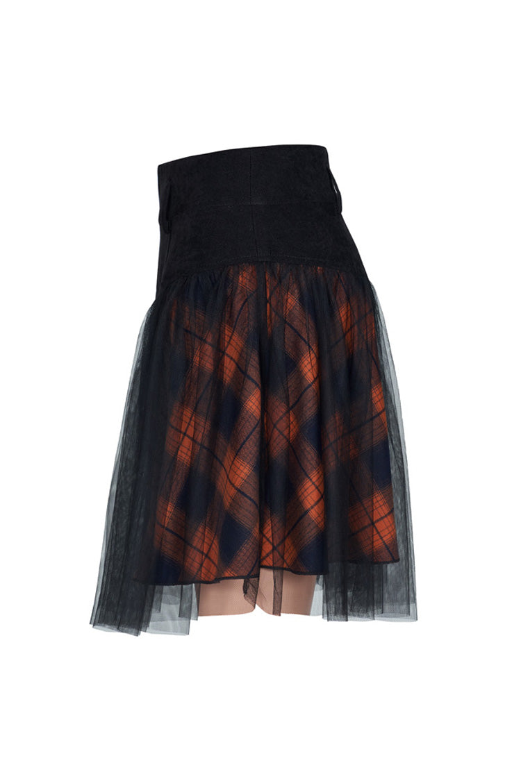 Gothic Lolita Skirt - Black/red, 2 Colors, Plaid, Short Length, Buckle Detail - additional product view 5