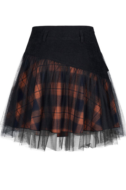 Gothic Lolita Skirt - Black/red, 2 Colors, Plaid, Short Length, Buckle Detail - additional product view 6