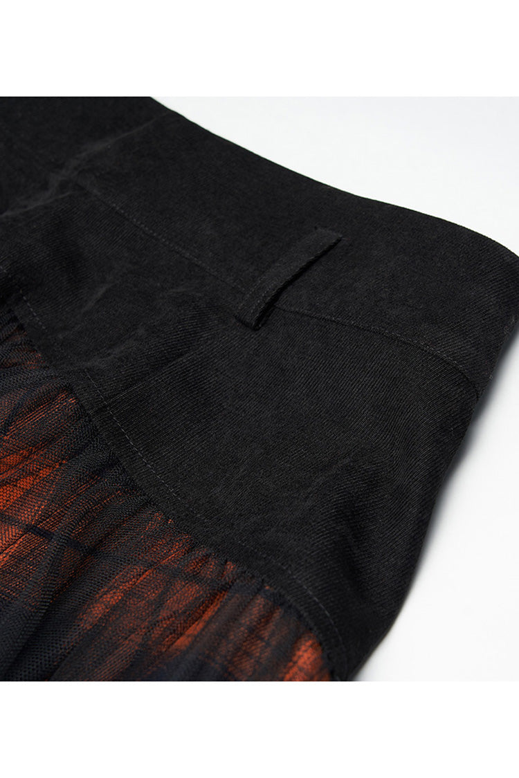 Gothic Lolita Skirt - Black/red, 2 Colors, Plaid, Short Length, Buckle Detail - additional product view 7
