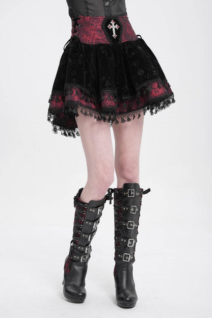 Gothic Lolita Skirt - Black/red, 2 Colors, Women's Style, Cross Detail, Printed - main product image