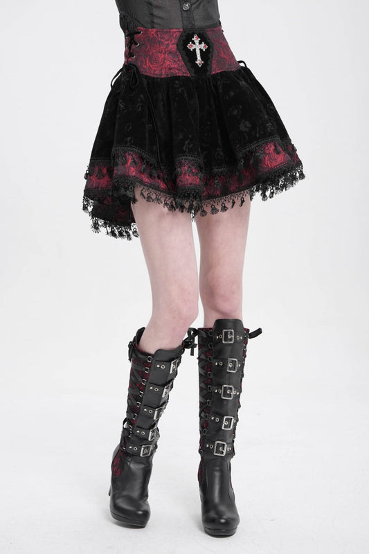 Gothic Lolita Skirt - Black/red, 2 Colors, Women's Style, Cross Detail, Printed - main product image