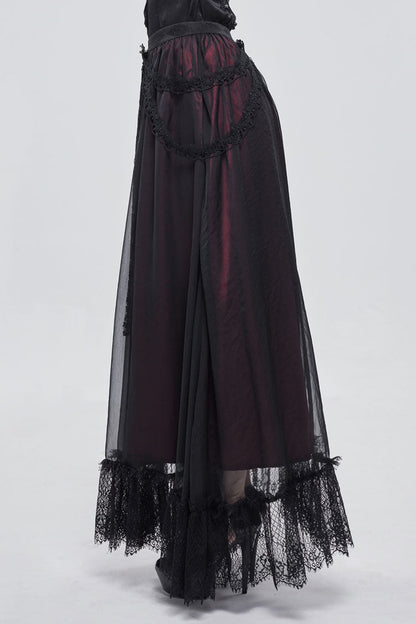 Gothic Lolita Skirt - Black/red Butterfly, 2 Colors, Women's Style, Lace Trim - additional product view 3