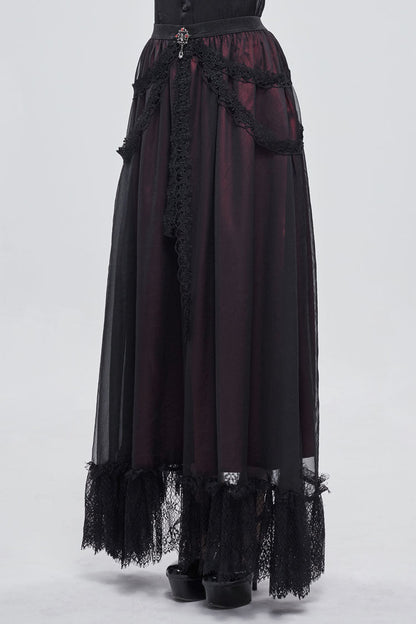 Gothic Lolita Skirt - Black/red Butterfly, 2 Colors, Women's Style, Lace Trim - additional product view 4