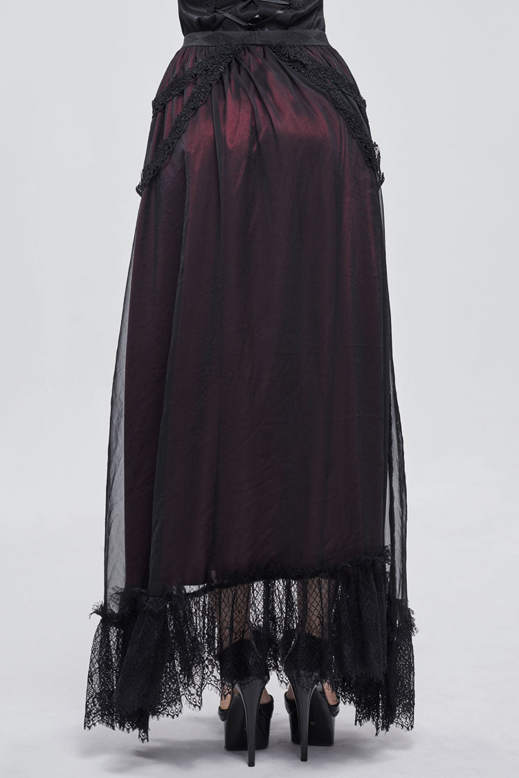 Gothic Lolita Skirt - Black/red Butterfly, 2 Colors, Women's Style, Lace Trim - additional product view 5