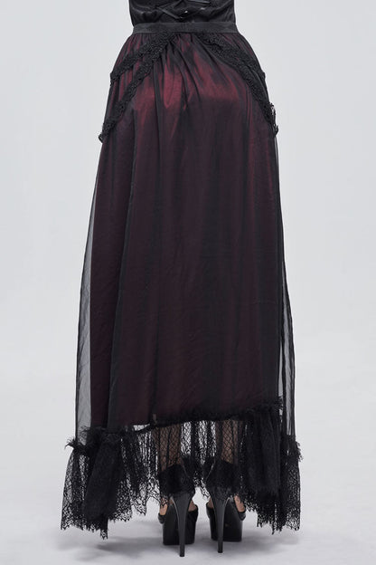 Gothic Lolita Skirt - Black/red Butterfly, 2 Colors, Women's Style, Lace Trim - additional product view 5