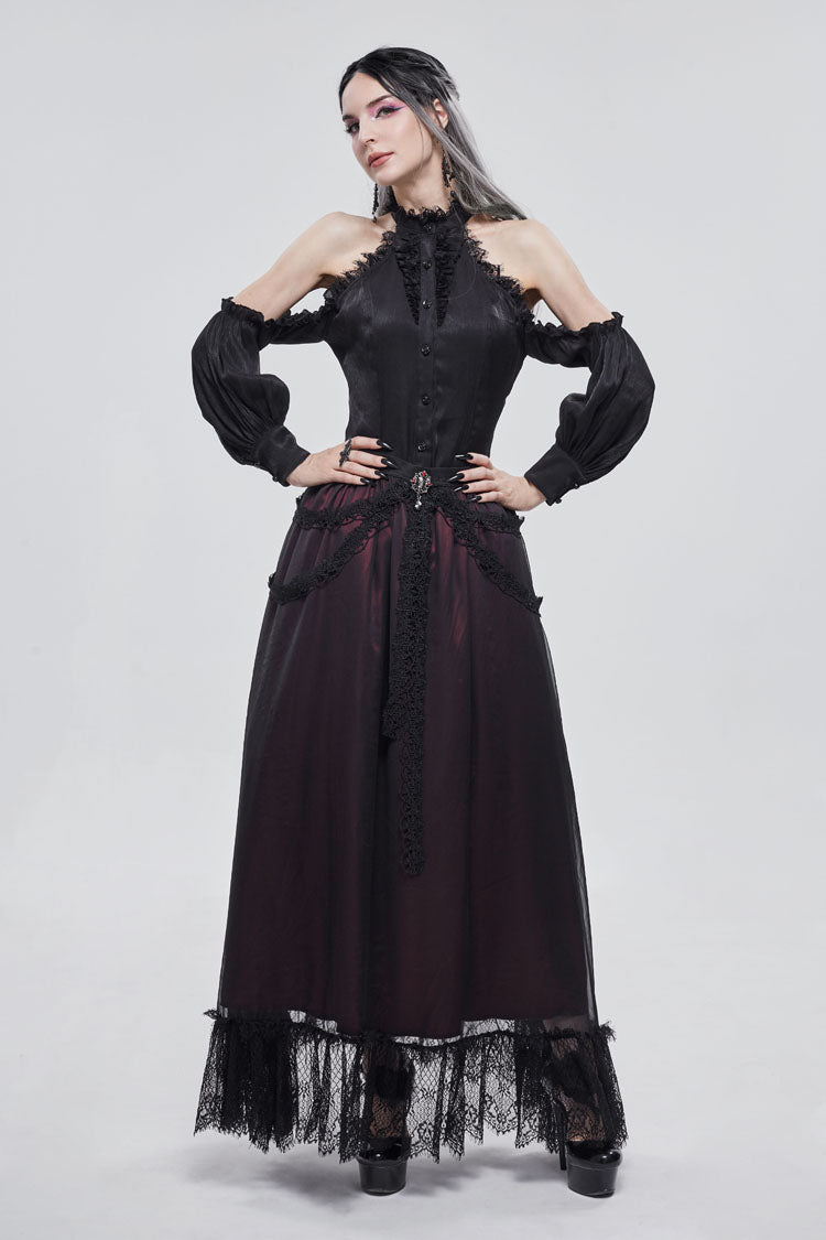 Gothic Lolita Skirt - Black/red Butterfly, 2 Colors, Women's Style, Lace Trim - additional product view 6
