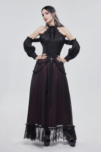 Gothic Lolita Skirt - Black/red Butterfly, 2 Colors, Women's Style, Lace Trim - additional product view 6