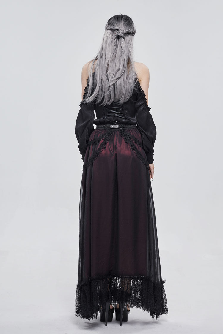 Gothic Lolita Skirt - Black/red Butterfly, 2 Colors, Women's Style, Lace Trim - additional product view 7