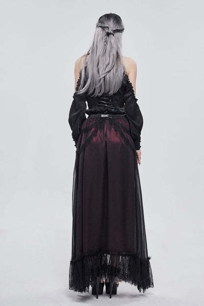 Gothic Lolita Skirt - Black/red Butterfly, 2 Colors, Women's Style, Lace Trim - additional product view 7