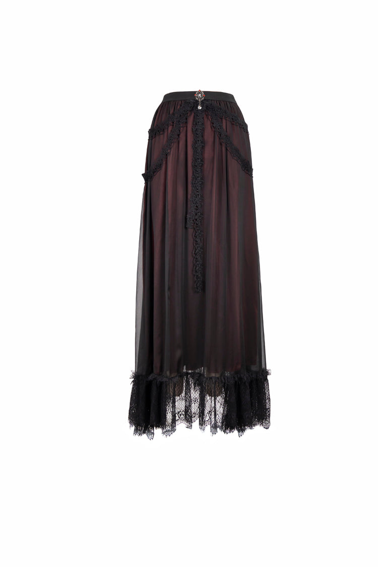 Gothic Lolita Skirt - Black/red Butterfly, 2 Colors, Women's Style, Lace Trim - additional product view 8