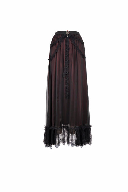 Gothic Lolita Skirt - Black/red Butterfly, 2 Colors, Women's Style, Lace Trim - additional product view 8