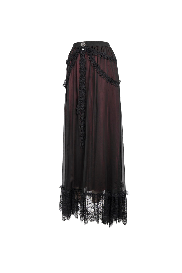 Gothic Lolita Skirt - Black/red Butterfly, 2 Colors, Women's Style, Lace Trim - additional product view 9