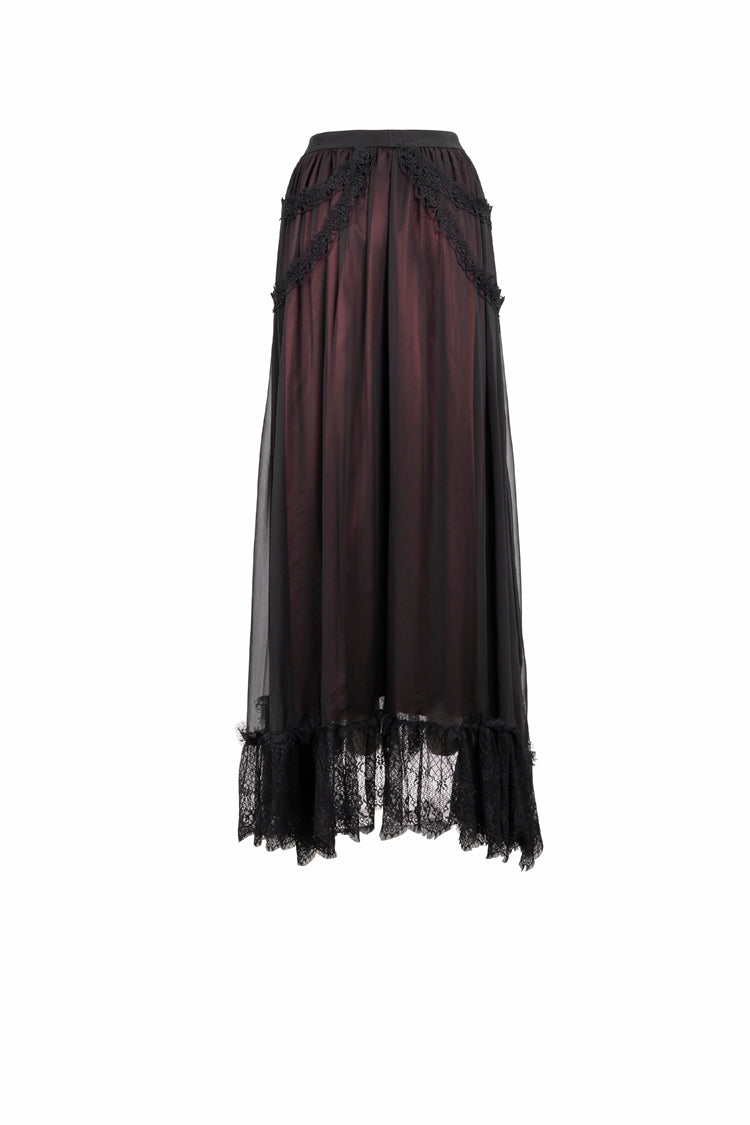 Gothic Lolita Skirt - Black/red Butterfly, 2 Colors, Women's Style, Lace Trim - additional product view 10