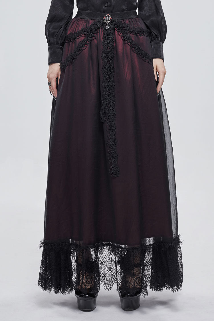 Gothic Lolita Skirt - Black/red Butterfly, 2 Colors, Women's Style, Lace Trim - main product image