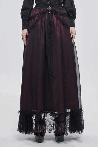 Gothic Lolita Skirt - Black/red Butterfly, 2 Colors, Women's Style, Lace Trim - main product image