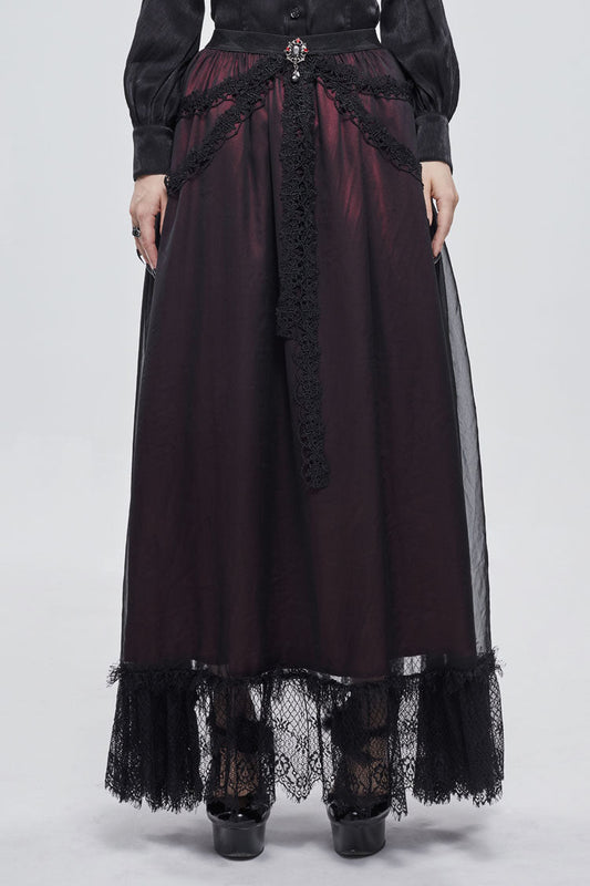 Gothic Lolita Skirt - Black/red Butterfly, 2 Colors, Women's Style, Lace Trim - main product image