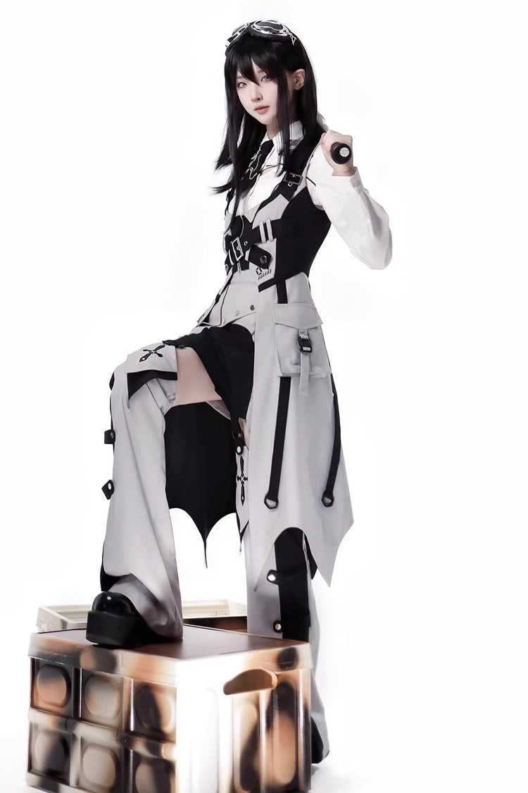 Gothic Lolita Skirt - Black/white, 2 Colors, Long Sleeves - Alternative Fashion Skirt - additional product view 4