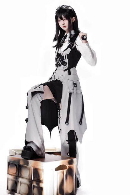 Gothic Lolita Skirt - Black/white, 2 Colors, Long Sleeves - Alternative Fashion Skirt - additional product view 4