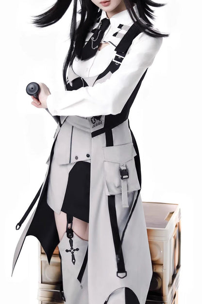 Gothic Lolita Skirt - Black/white, 2 Colors, Long Sleeves - Alternative Fashion Skirt - additional product view 5