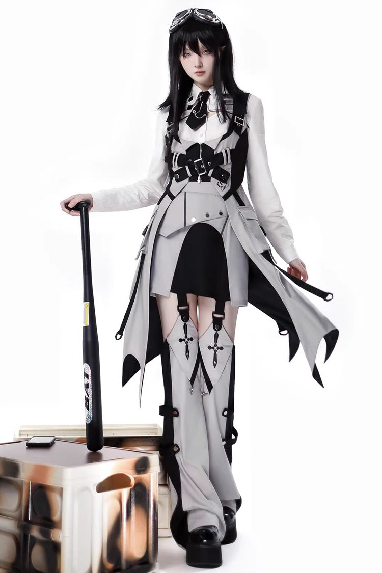 Gothic Lolita Skirt - Black/white, 2 Colors, Long Sleeves - Alternative Fashion Skirt - additional product view 6