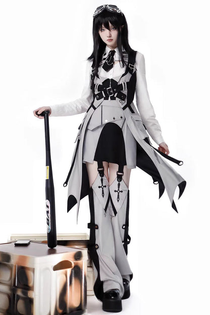 Gothic Lolita Skirt - Black/white, 2 Colors, Long Sleeves - Alternative Fashion Skirt - additional product view 6
