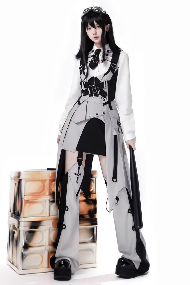 Gothic Lolita Skirt - Black/white, 2 Colors, Long Sleeves - Alternative Fashion Skirt - additional product view 8