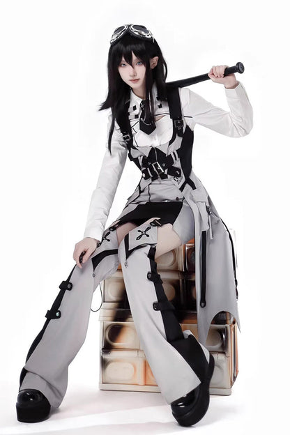 Gothic Lolita Skirt - Black/white, 2 Colors, Long Sleeves - Alternative Fashion Skirt - additional product view 9