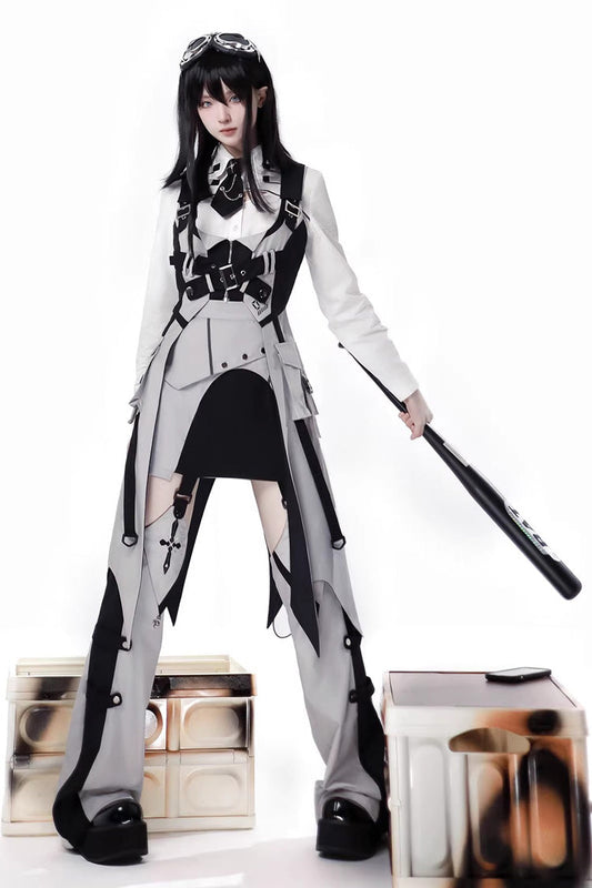 Gothic Lolita Skirt - Black/white, 2 Colors, Long Sleeves - Alternative Fashion Skirt - main product image
