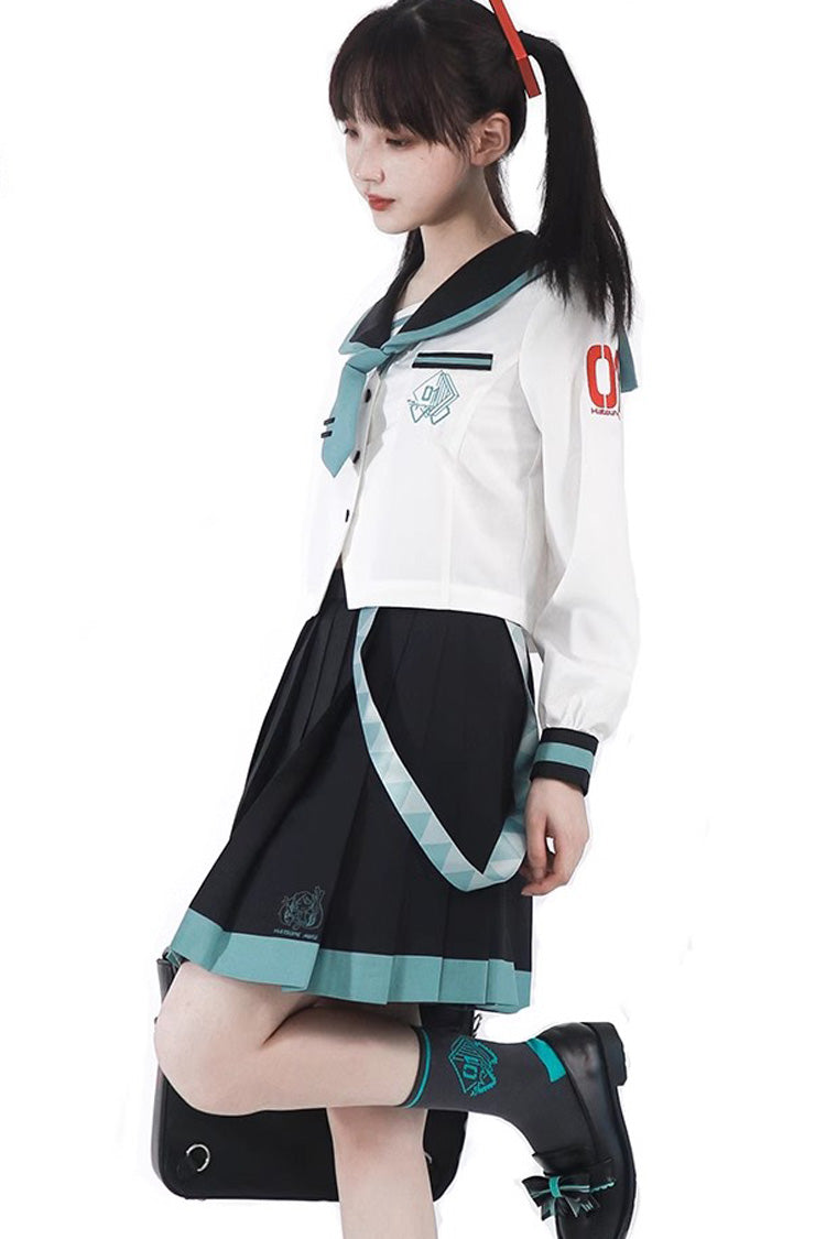 Gothic Lolita Skirt - Black/white, 2 Colors, Pleated, Long Sleeves - additional product view 4