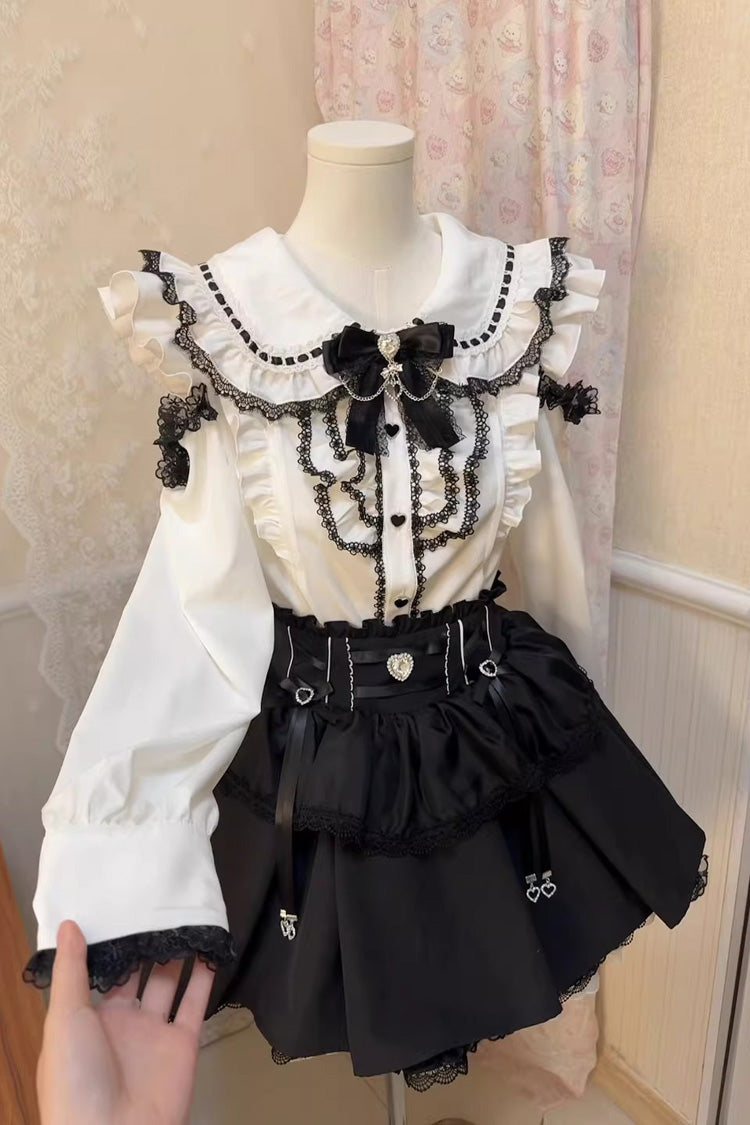 Gothic Lolita Skirt - Black/white Doll Collar, 2 Colors, Long Sleeves, Sweet Style - additional product view 2