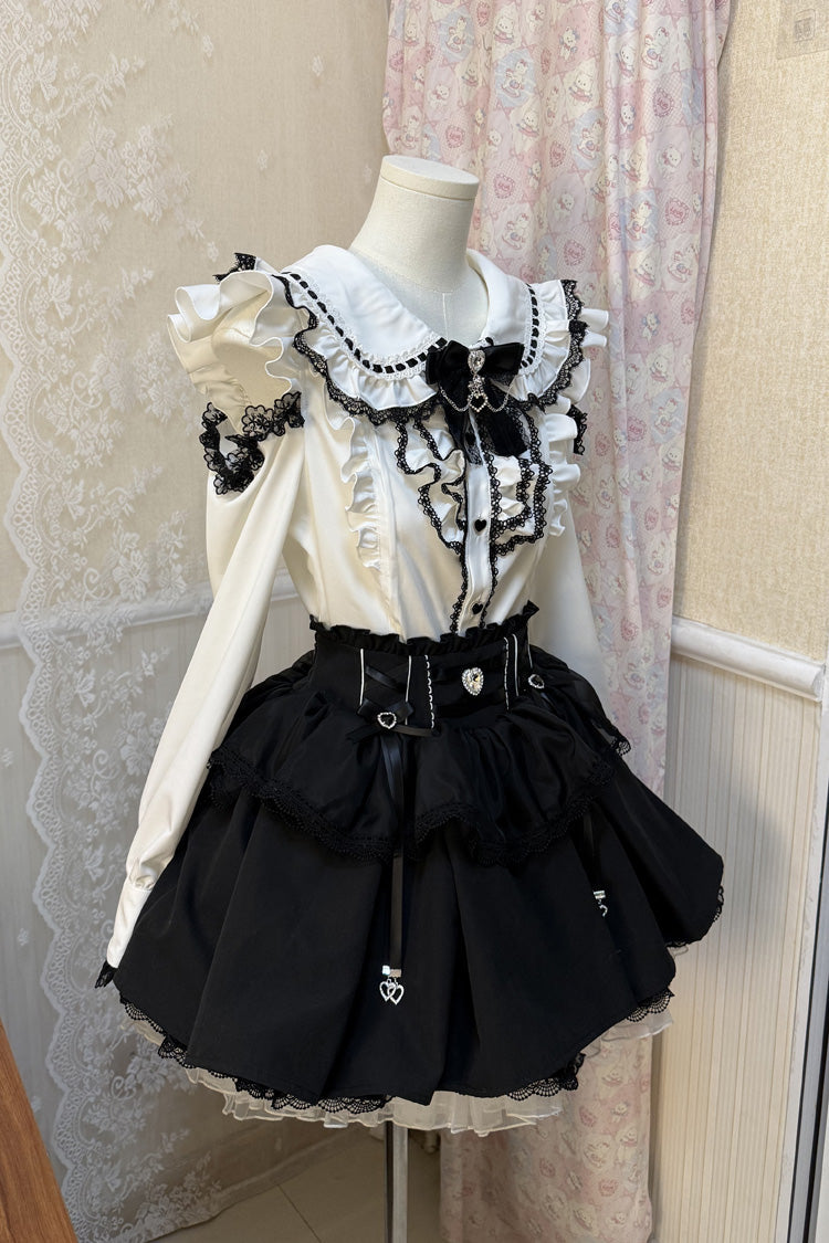 Gothic Lolita Skirt - Black/white Doll Collar, 2 Colors, Long Sleeves, Sweet Style - additional product view 3