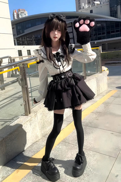Gothic Lolita Skirt - Black/white Doll Collar, 2 Colors, Long Sleeves, Sweet Style - additional product view 4