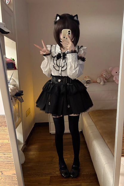 Gothic Lolita Skirt - Black/white Doll Collar, 2 Colors, Long Sleeves, Sweet Style - additional product view 6