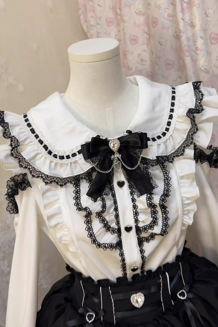 Gothic Lolita Skirt - Black/white Doll Collar, 2 Colors, Long Sleeves, Sweet Style - additional product view 7