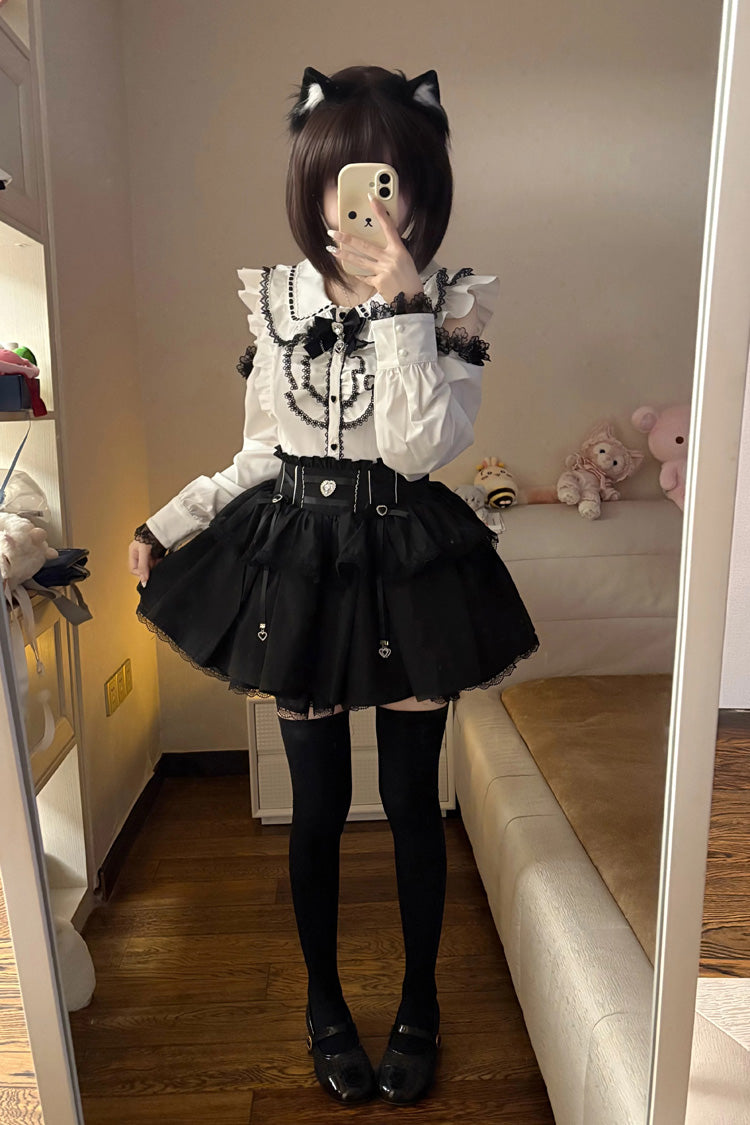 Gothic Lolita Skirt - Black/white Doll Collar, 2 Colors, Long Sleeves, Sweet Style - additional product view 8