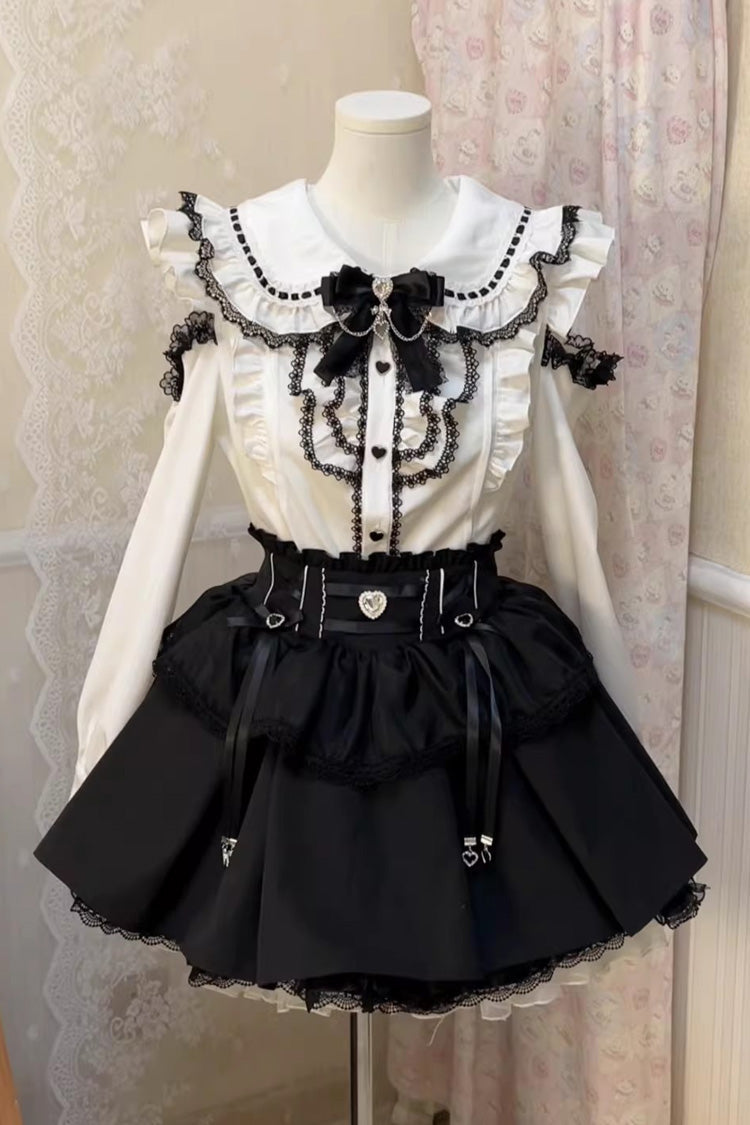 Gothic Lolita Skirt - Black/white Doll Collar, 2 Colors, Long Sleeves, Sweet Style - main product image