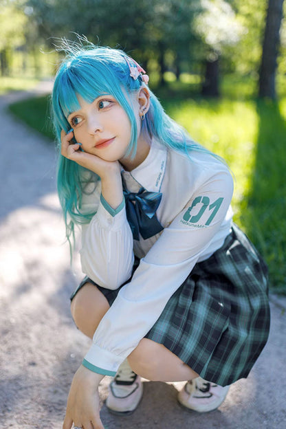 Gothic Lolita Skirt - Blue/green Plaid Print, 2 Colors, Pleated, Plaid, Sweet Style - additional product view 3