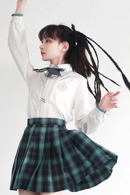 Gothic Lolita Skirt - Blue/green Plaid Print, 2 Colors, Pleated, Plaid, Sweet Style - additional product view 5