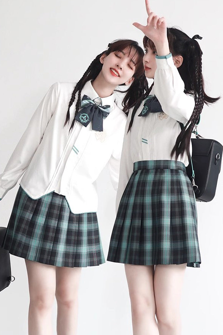 Gothic Lolita Skirt - Blue/green Plaid Print, 2 Colors, Pleated, Plaid, Sweet Style - additional product view 7