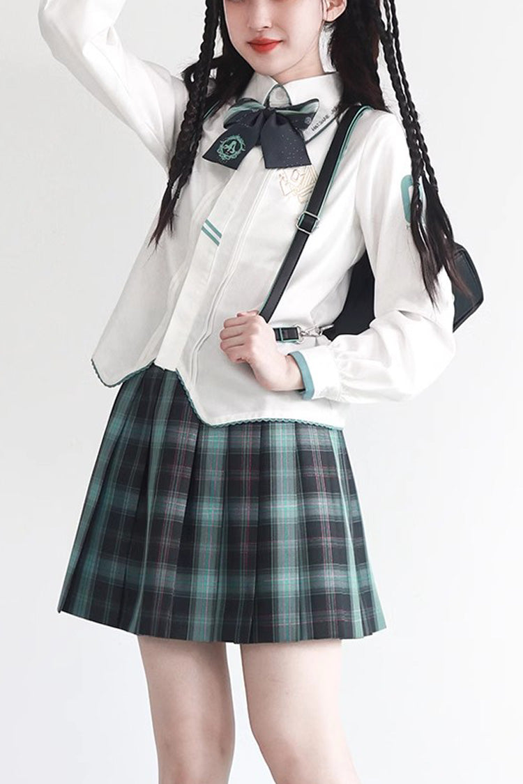 Gothic Lolita Skirt - Blue/green Plaid Print, 2 Colors, Pleated, Plaid, Sweet Style - main product image