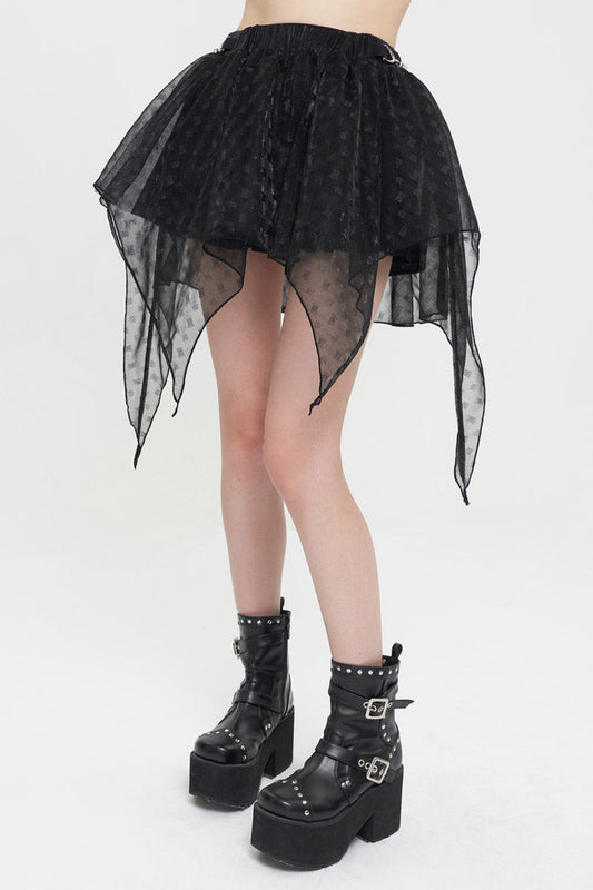 Gothic Lolita Skirt - Bright Mesh Metal Buckle, Black, Buckle Detail, Women's Style - additional product view 2
