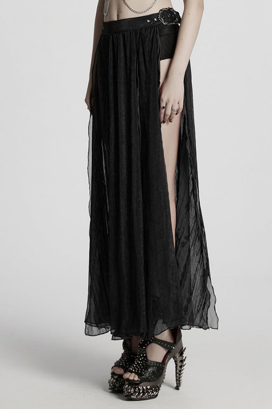 Gothic Lolita Skirt - Buckle Split, Black, Buckle Detail, Women's Style - additional product view 2