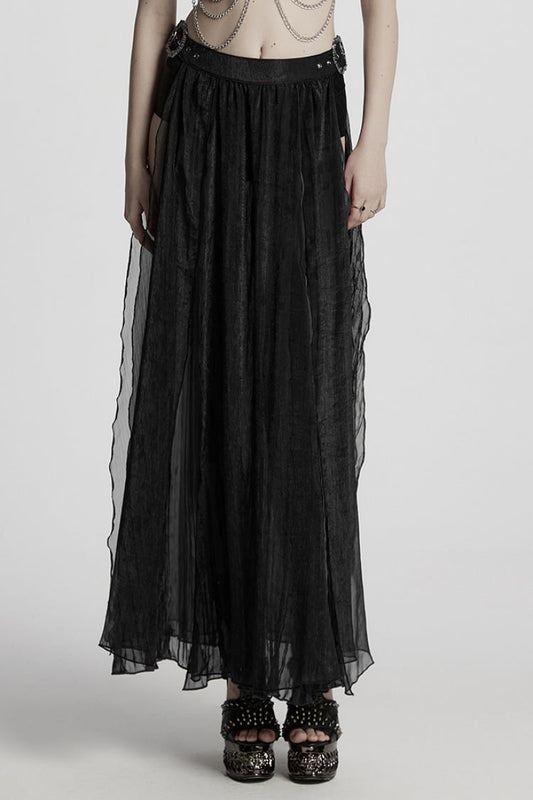 Gothic Lolita Skirt - Buckle Split, Black, Buckle Detail, Women's Style - main product image