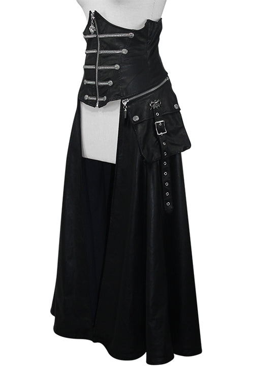 Gothic Lolita Skirt - Chain Shaped Ribbons Zipper Up, Black, Zipper Detail, Women's Style - additional product view 2