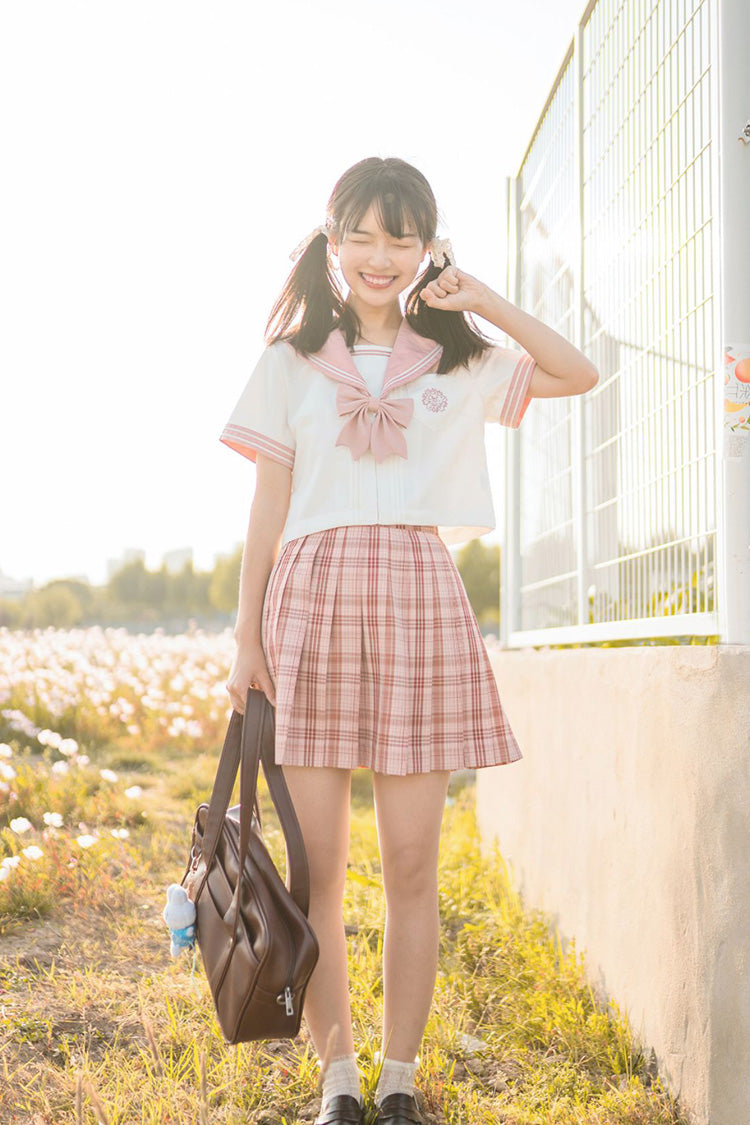 Gothic Lolita Skirt - College Style Plaid Stripe, Pink, Pleated, Plaid, Striped - additional product view 2