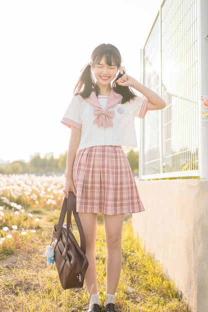 Gothic Lolita Skirt - College Style Plaid Stripe, Pink, Pleated, Plaid, Striped - additional product view 2