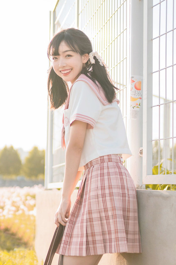 Gothic Lolita Skirt - College Style Plaid Stripe, Pink, Pleated, Plaid, Striped - additional product view 3